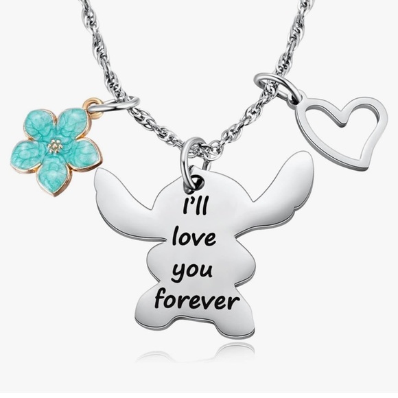 Lilo and Stitch “I’ll love you forever” Pendant Necklace - Picture 2 of 2